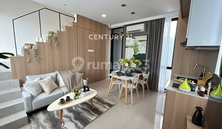 ruang tamu hunian mewah modern di cluster