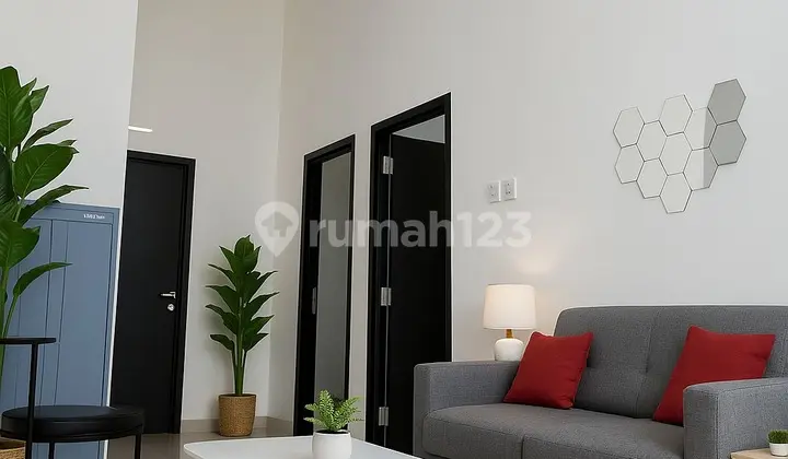 ruang keluarga rumah modern 390 juta di