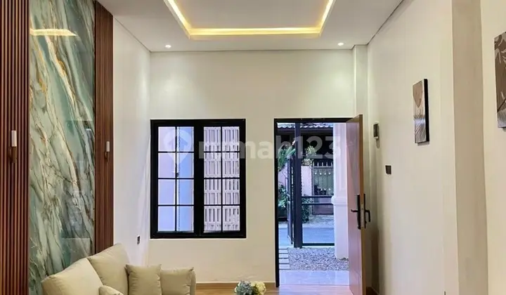 ruang tamu rumah modern estetik siap huni
