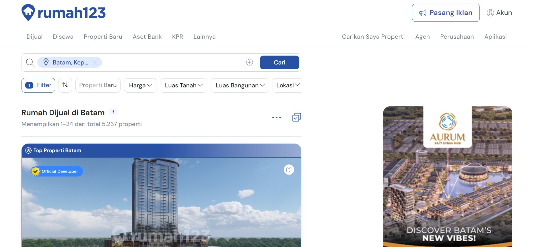 House in Sale in Batam on Rumah123