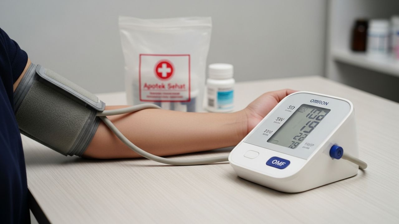 someone checking their blood pressure at home