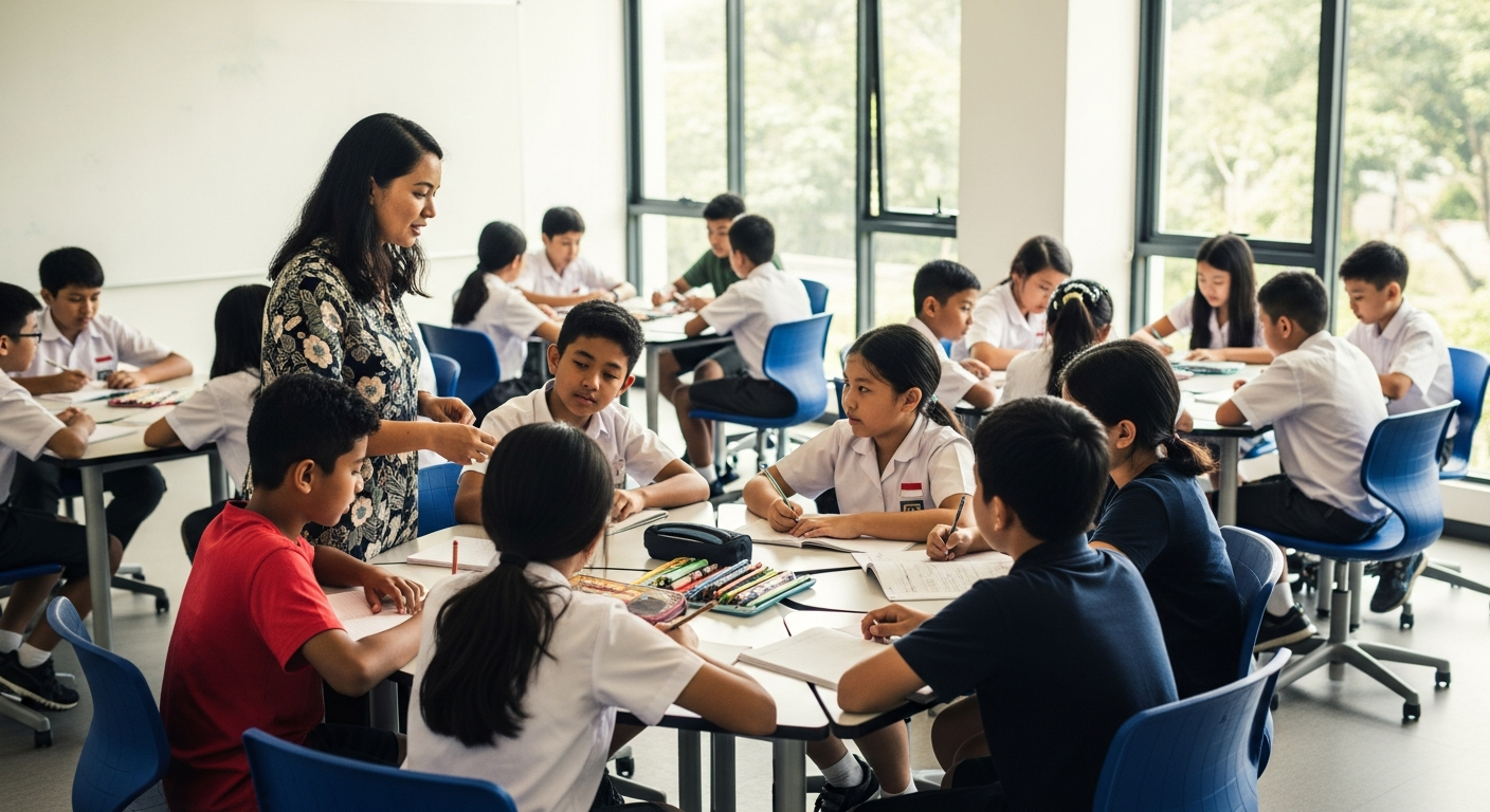 classroom scene in an international school in Jakarta
