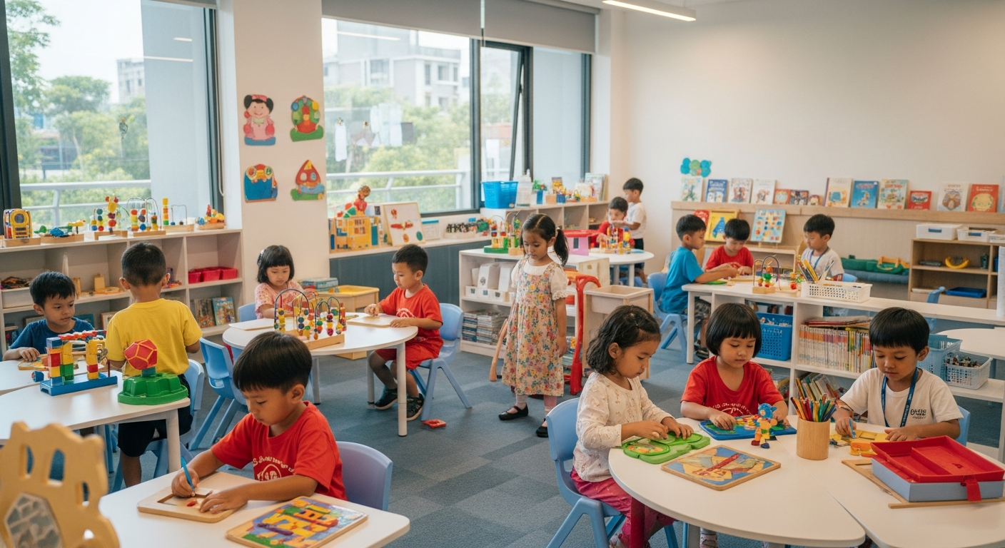 international preschool classroom in Indonesia