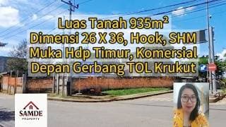 Land 1,135 m², Corner, Commercial, Strategic in Front of Krukut Toll Gate