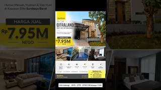 Cheap 300 M2 House at Bukit Golf Internasional Citraland West Surabaya - Private Pool Swimming Pool - New Full Furnished Modern - Garage Carport 3 Cars Near Ciputra University, Hokky Buah, Ciputra Hospital, Mercedes Benz Showroom Kedaung Citraland