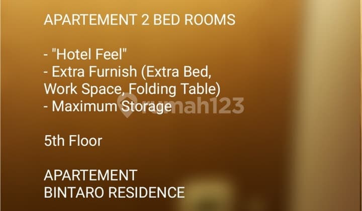 Apartemen 2 BR. Fully Furnished. Bintaro Plaza Residence