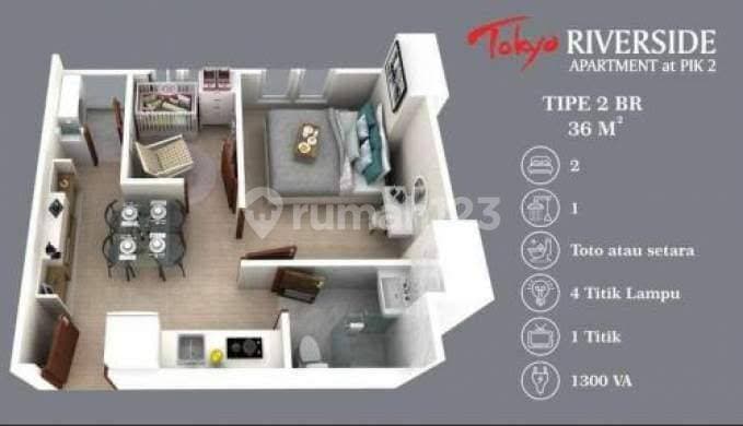 Dijual Apartement 2br Tokyo Riverside Pik 2