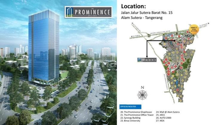 Prominence Tower Alam Sutera Office Space For Sale 1621m2, Contact 0818119175