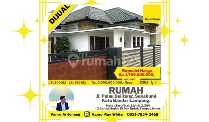 Rumah 5 Kamar Tidur di Jalan Pulau Belitung Sukabumi Tirtayasa