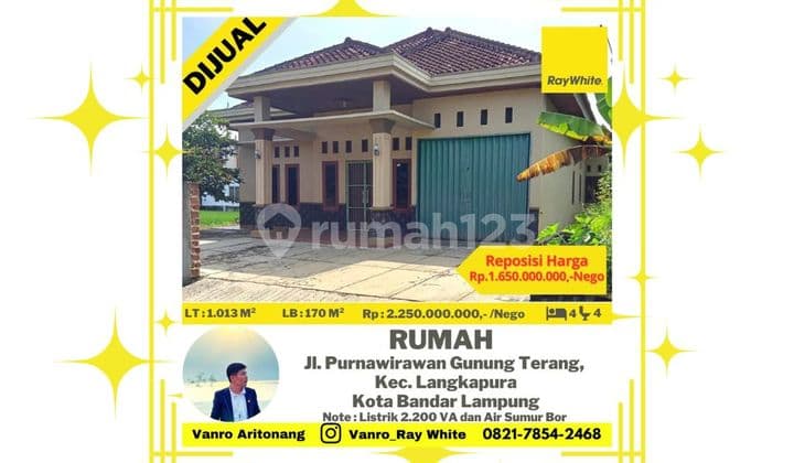 Rumah Murah Luas Tanah 1013 m2 di Gunung Terang Langkapura
