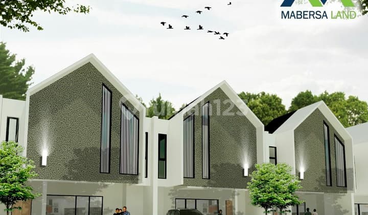 House for sale in Depok with no down payment, near MRT station, train station, toll gate, busway stop, tourist city, office area, close to culinary spots, shopping centers, and educational facilities.