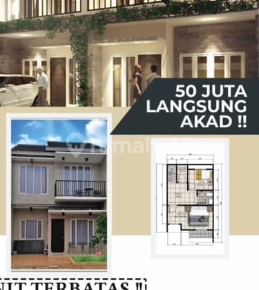 Delima Town House lokasi cinere hanya 5 menit dari cinere mall hanya 50 juta langsung Akad proses kpr dibantu