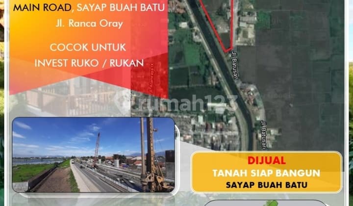 Tanah Zona Kuning Cocok untuk perumahan, ruko, rukan, home industry Daerah Ciwastra, Jalan Ranca Oray, Bandung, Bandung Timur, Jawa barat