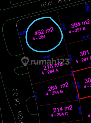 Kavling grand golf 4 view golf hoek hadap barat utara