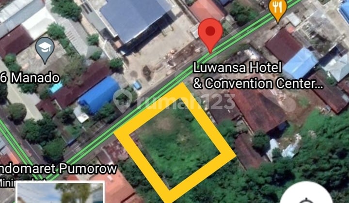 Tanah 3200m2 depan hotel Luwansa jl pumorouw cocok buat hotel
