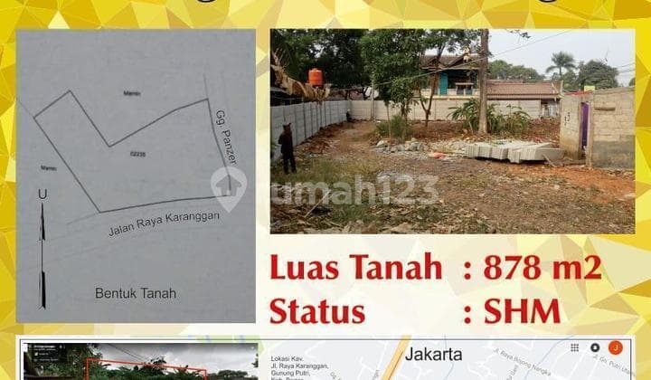 Dijual Kavling Jl.raya Karanggan,Gunung Putri,Bogor Jawa Barat