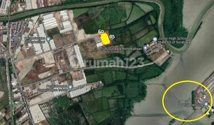 Dijual Tanah LT 5100 m2 60x85 di Pergudangan Fortune Roomokalisari Surabaya