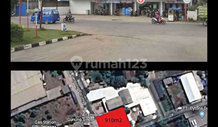 Kavling komersil jalan raya serpong parung hoek bonus bangunan ex alfamidi