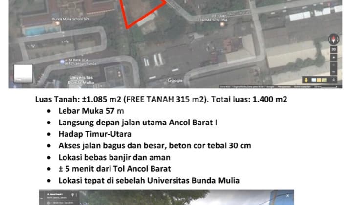 Kavling Belakang Ubm Lodan Raya Ancol Barat Jarang Ada