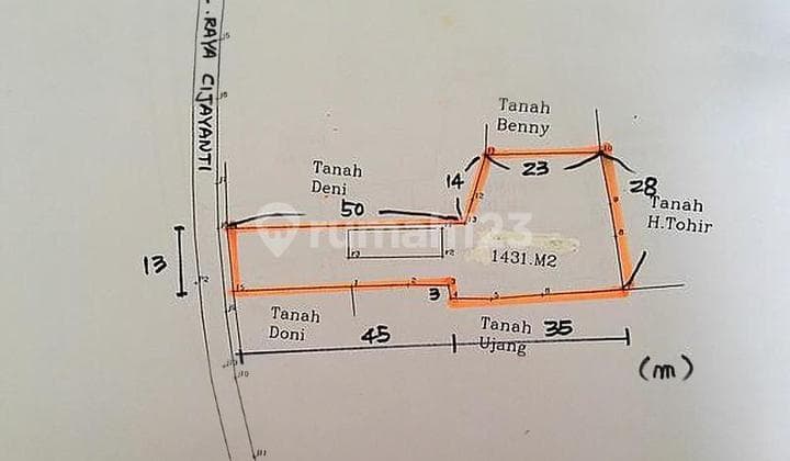 Jual Cepat Tanah Seluas 1431 M2 di Jl. Raya Cijayanti Sentul Bogor Jawa Barat