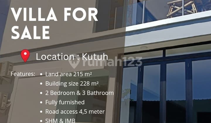 Dijual Villa 2 Lantai Plus Rooftop Lokasi Kutuh - Kuta Selatan