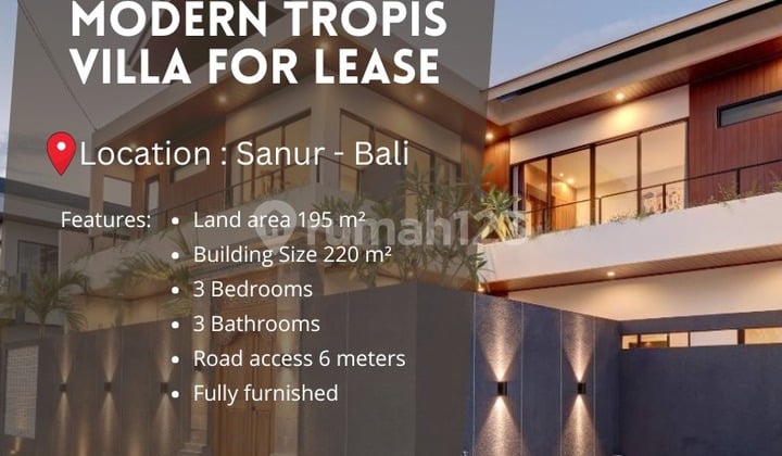 Modern Tropical Villa For Leasehold In Sanur Bali