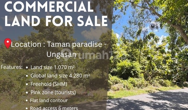 For Sale: Land Plot with Sea View, Next to Main Road, Paradise Garden, Ungasan