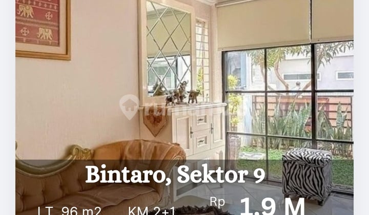 Rumah Cantik, Siap Huni, Full Furnish Dalam Komplex di Bintaro Jaya Sektor 9, Dekat Stasiun Kereta Api Sudimara