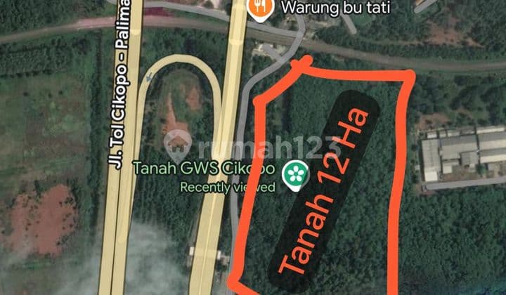 12 Ha Tanah Komersial / Industri Di Jalan Raya Cikampek / Cikopo Raya, Purwakarta, Jawa Barat Lokasi Strategis 900 M Ke Gerbang Tol Cikampek