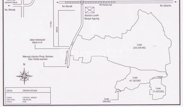 Dijual Kavling di Cipocok Serang Akses Jalan Muat 2 Truk