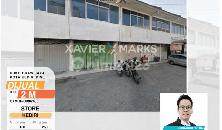 Ruko di jln Brawijaya kota kediri bangunan 2,5 lantai dimensi 5x10 meter