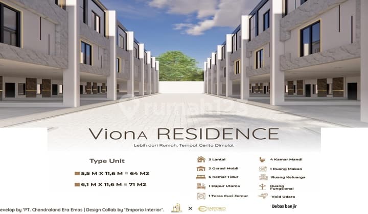 Rumah Baru 3 Lantai Minimalis Modern Duri Kepa Dekat Akses Mall Central Park Jakarta Barat