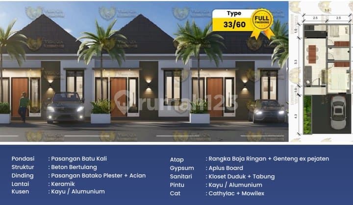 Hanya DP 5Jt, Termurah Rumah Tabanan Bali Luas 60 Harga 328 Juta