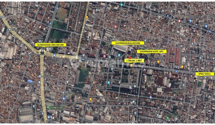 Dijual Tanah 2.452M Pinggir Jalan Raya Sudirman Kota Bandung, Kotak Lebar 37 Meter Hadap Selatan Lokasi Strategis Dekat Sudirman Suits