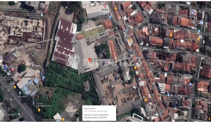 Dijual Tanah Bonus Bangunan Ex Percetakan Sekelimus Barat Tanah Kotak Datar Lebar 50 Meter Lokasi Strategis Tengah Kota Cocok Utk Workshop, Gudang, Sekolah, Pesantren