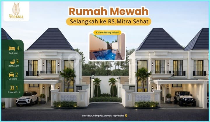 Hunian Mewah Sleman 2 Lantai dengan Kolam Pribadi Jl Wates Km 8