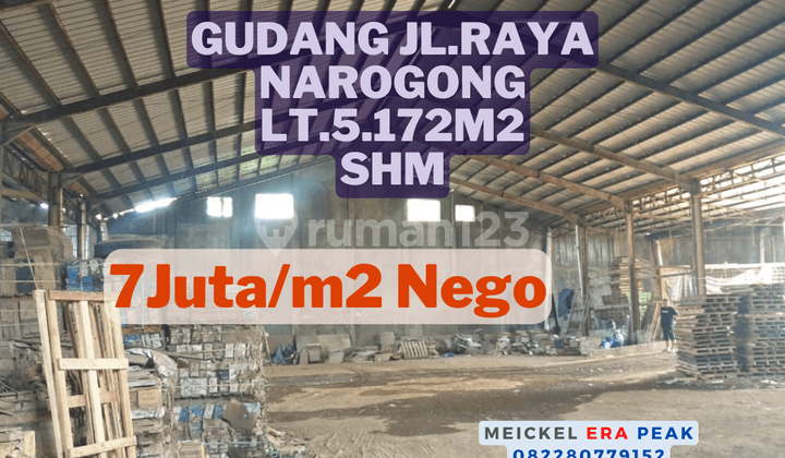Lokasi Strategis Dijual Gudang Jl.raya Narogong, Cileungsi, SHM