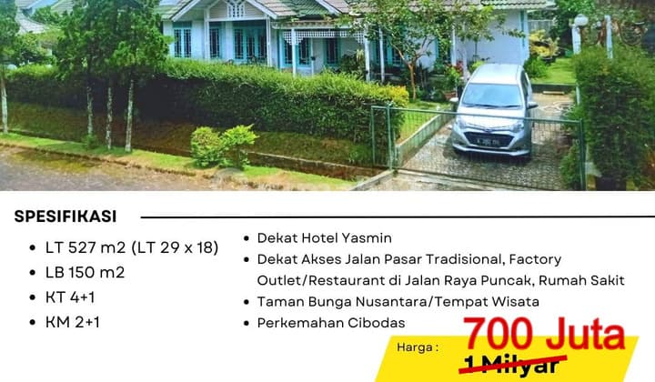 Rumah Vila Harga Bu Di Villa Palm Garden Puncak Bogor