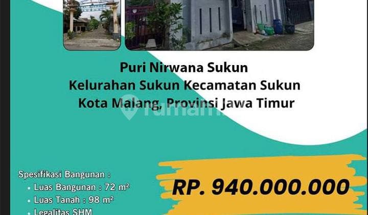 Dijual Rumah 2 Lantai Minimalis Puri Nirwana Sukun Kota Malang