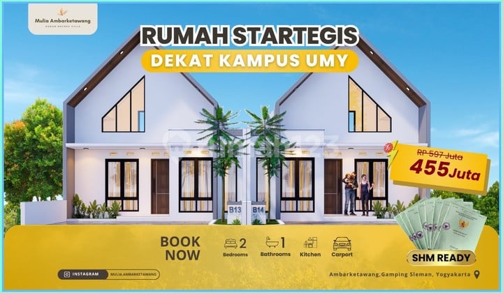 Jual Rumah Sleman 400 Jutaan Dekat Kampus UMY Serasa Villa