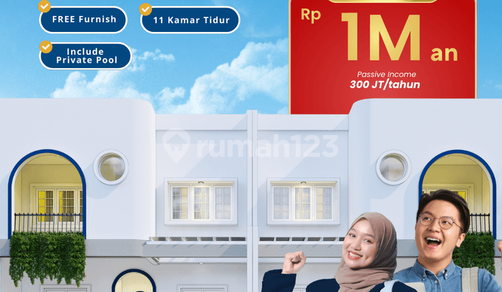 Investasi Kost Menguntungkan! Gaya Santorini Dekat Kampus Uii, One Gate System