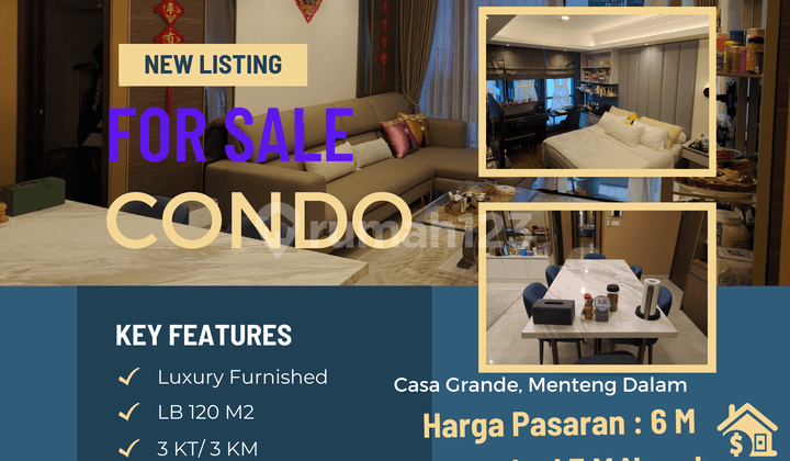 Dijual Luxury Living At Its Best - Casa Grande Residence Full Furnished Best View - Nego!!