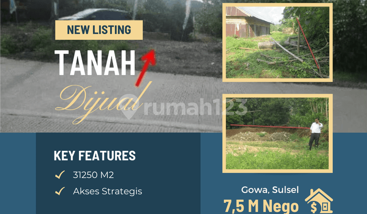 Dijual Murah Tanah Luas Tanah 31,250 M2, di Kabupaten Gowa, Makassar, Dekat dengan Villa Puncak Mario dan Villa Firdaus