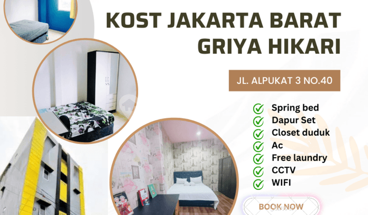 Di Sewa Kost Campur Strategis Untik Mahasiswa & Karyawan di Griya Hikari Jl. Alpukat 3 No.40, Tj. Duren, Grogol Petamburan, Jakarta Barat PALING MURAH Full Furnished BOOK NOW !!