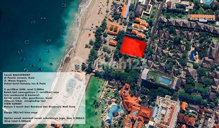 Dijual Tanah Beachfront Pantai Jerman Jl Wana Segara Kuta Bali