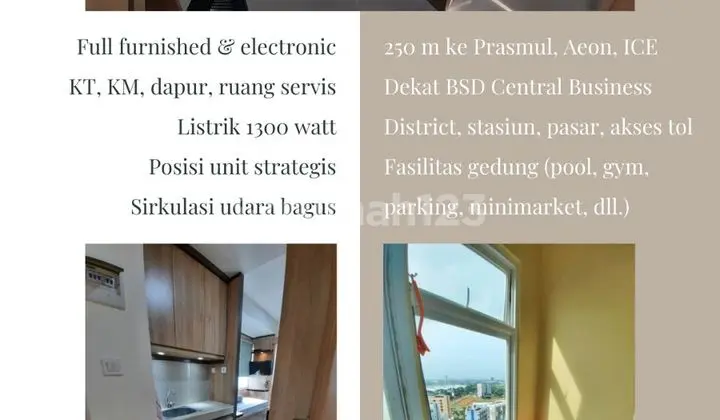 Dijual segera Apartement B Residence BSD City. FULL FURNISHED. Lokasi strategis