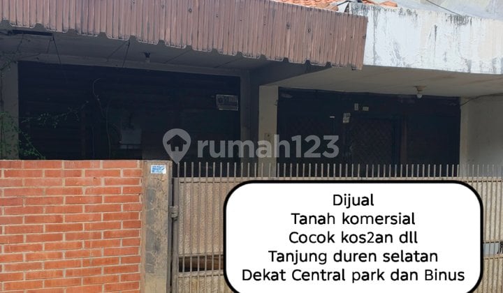 Tanah Komersial Cocok Kos2an Dll Dekatcentral Park dan Binus Tanjung Duren