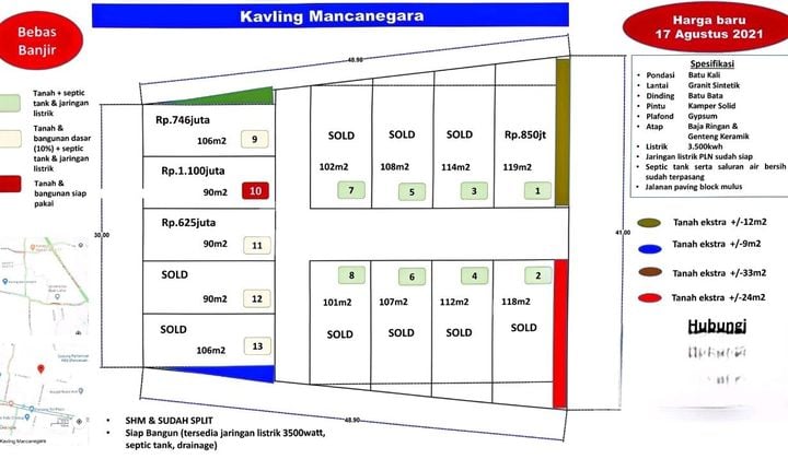 Tanah Kavling Area Larangan Dekat Super Indo