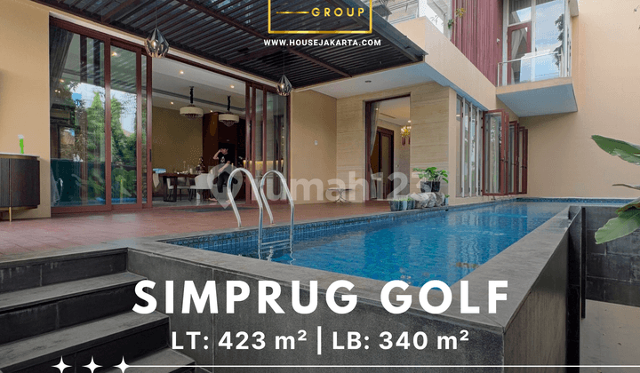 Rumah Simprug Golf 3 Lantai Private Pool . Carport Luas Prime Area Dekat Senayan