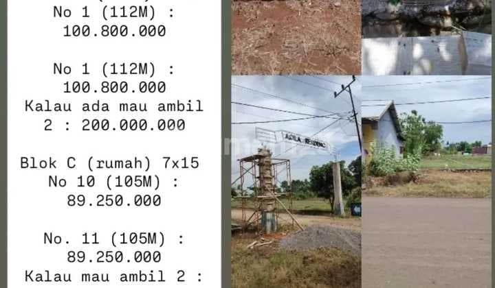 Tanah Kavling Pakatto Gowa Sulawesi Selatan Perumahan Aqila Residence Blok B (Ruko) 7X16 No 1 (112M) : 100.800.000 No 1 (112M) : 100.800.000 Kalau Ada Mau Ambil 2 : 200.000.000 Blok C (Rumah) 7X15 No 10 (105M) : 89.250.000 No. 11 (105M) : 89.250.000 Kalau
